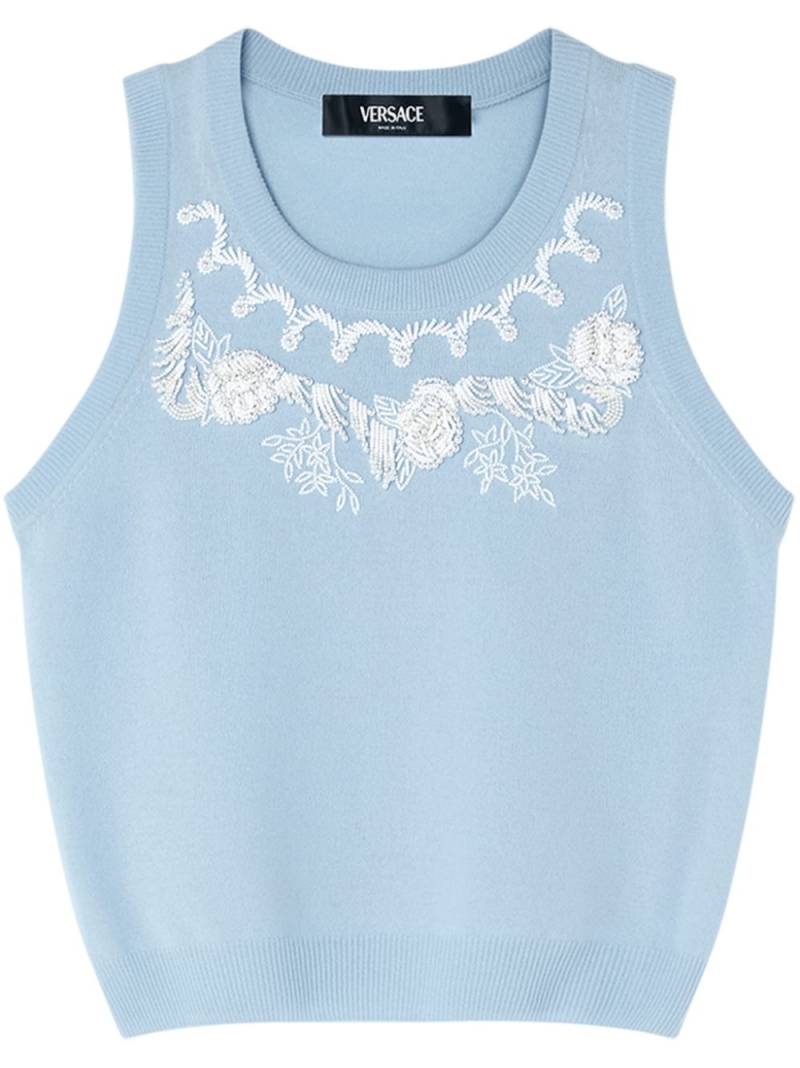 Versace bead-embellished knitted top - Blue von Versace