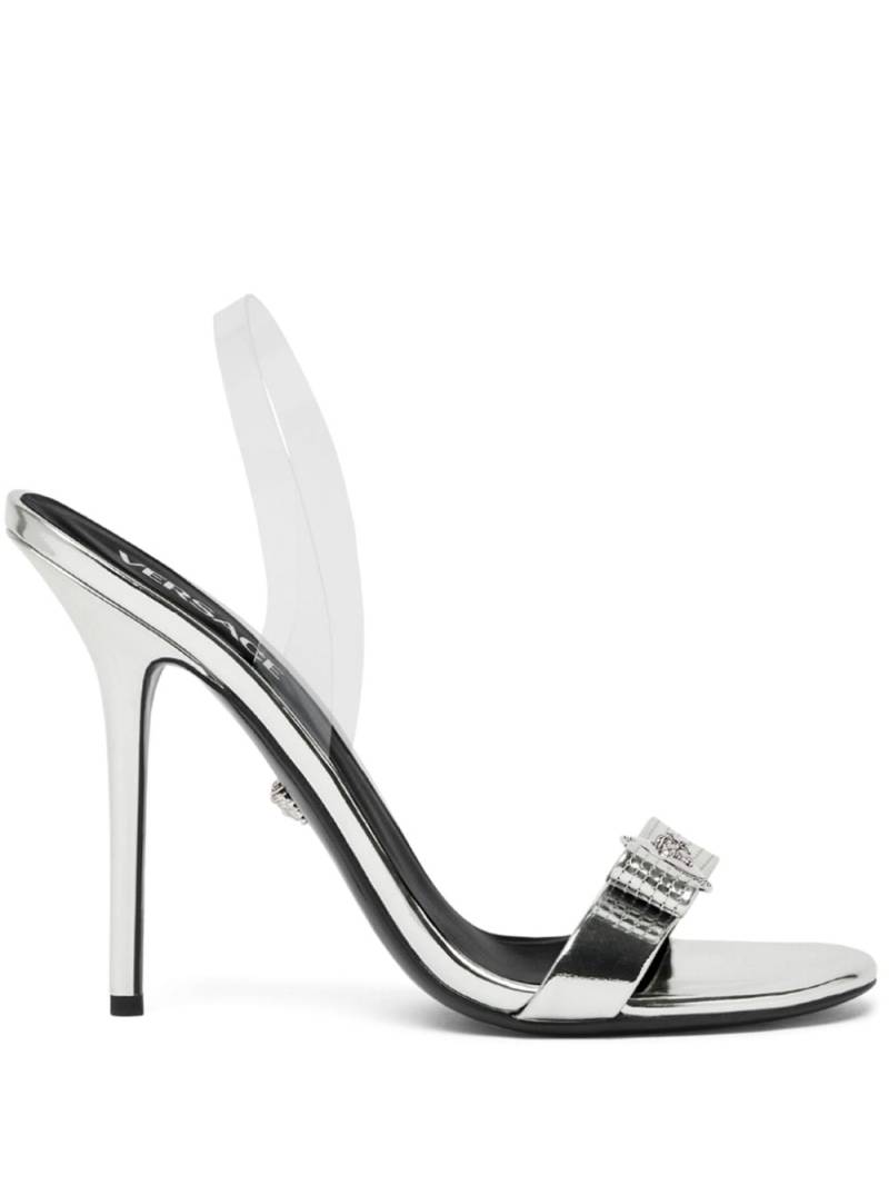 Versace Gianni Ribbon 110mm metallic sandals - Silver von Versace