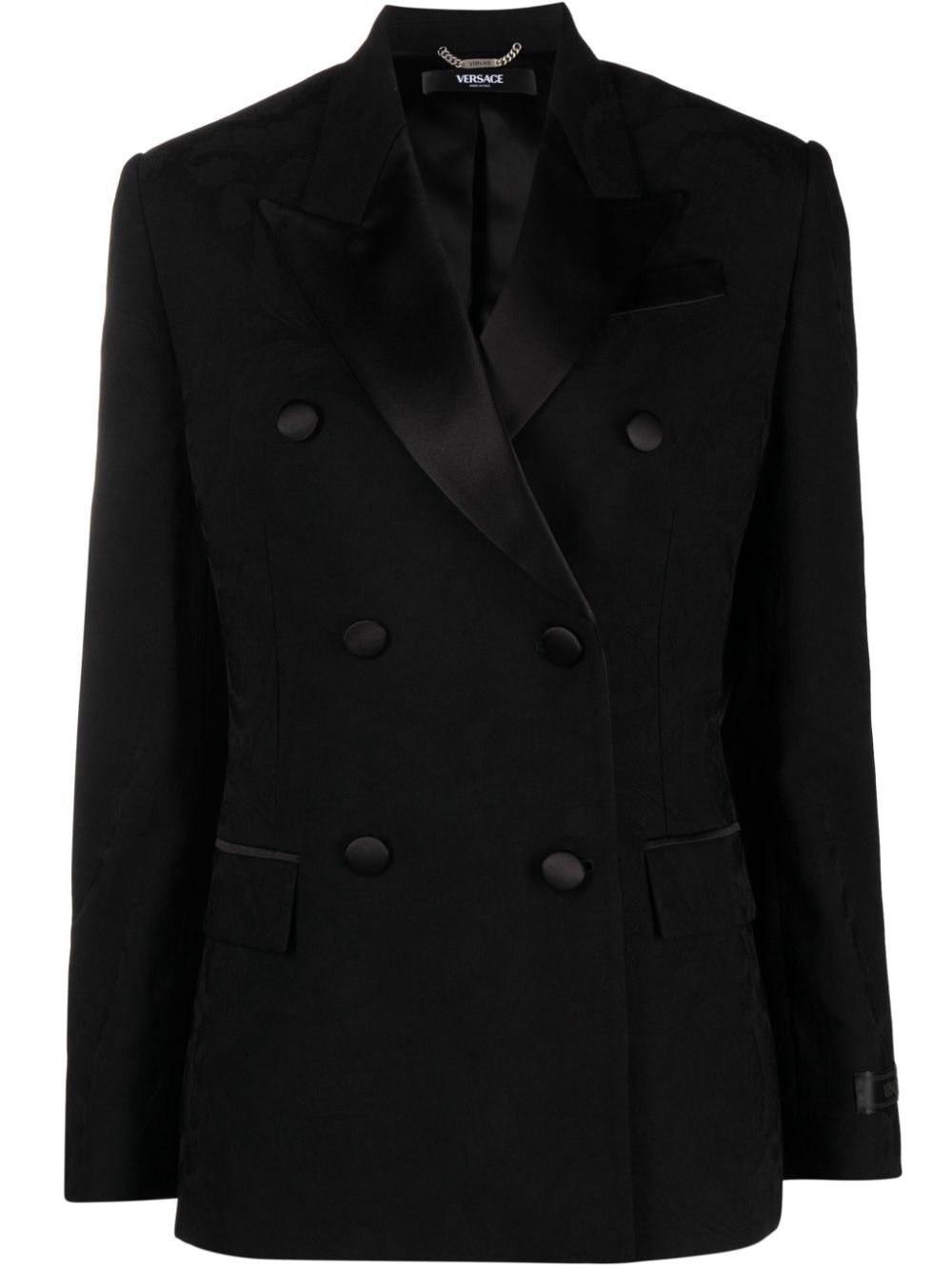 Versace Barocco jacquard double-breasted blazer - Black von Versace