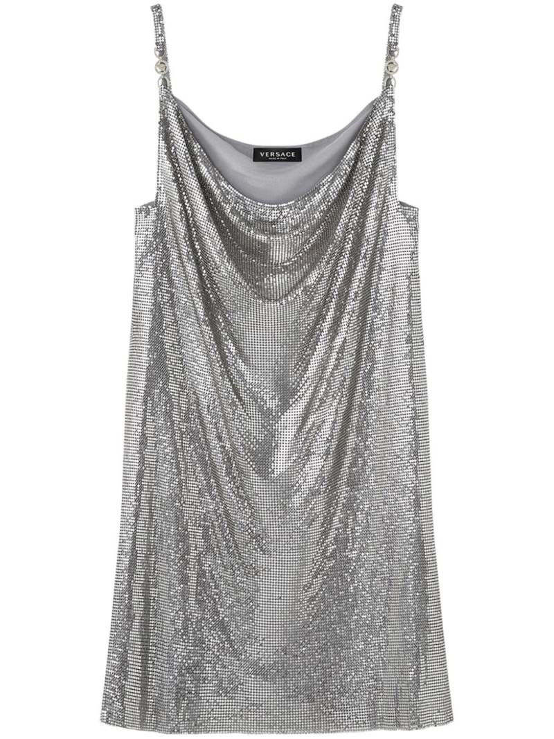 Versace cowl-neck mesh mini dress - Silver von Versace