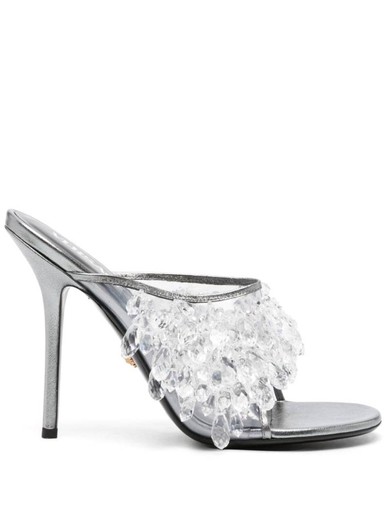 Versace crystal chandelier metallic mules - Silver von Versace