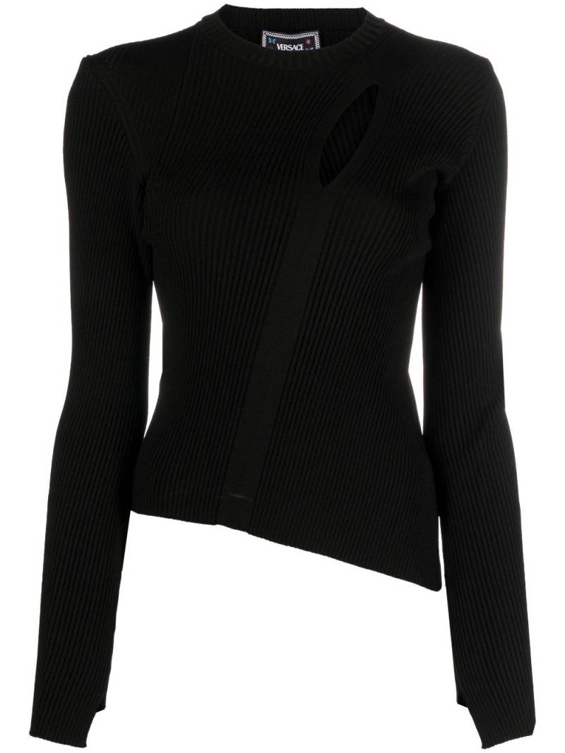 Versace cut-out-detailing asymmetric jumper - Black von Versace