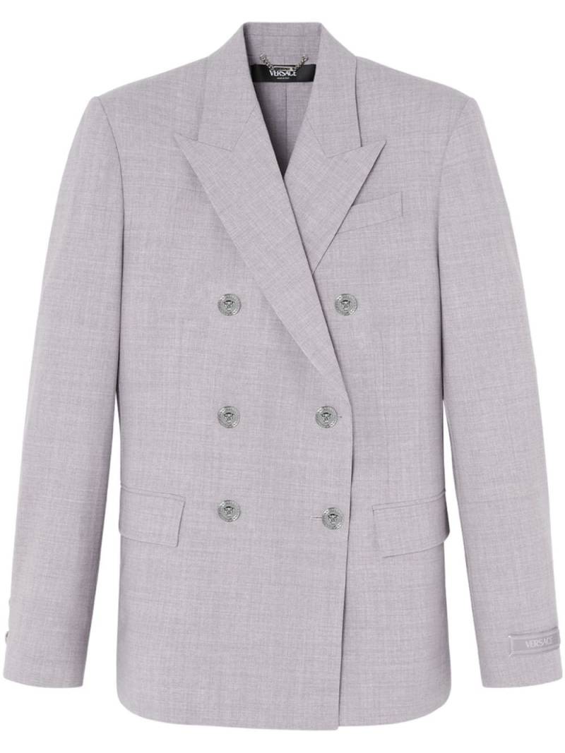 Versace double-breasted chambray blazer - Grey von Versace