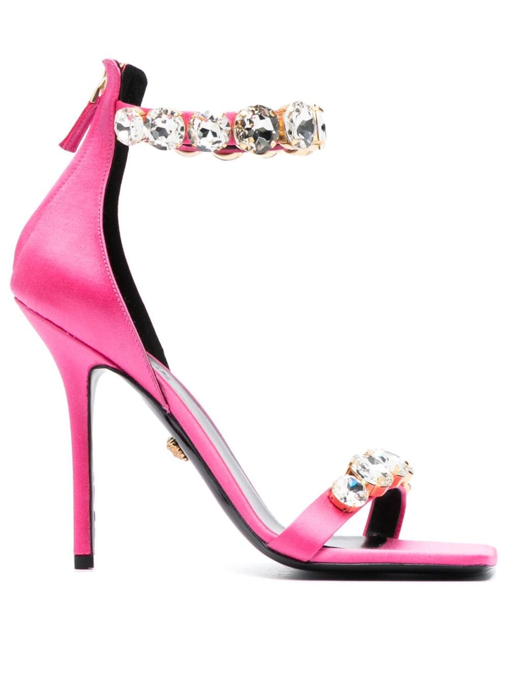 Versace 110mm crystal-embellished satin sandals - Pink von Versace