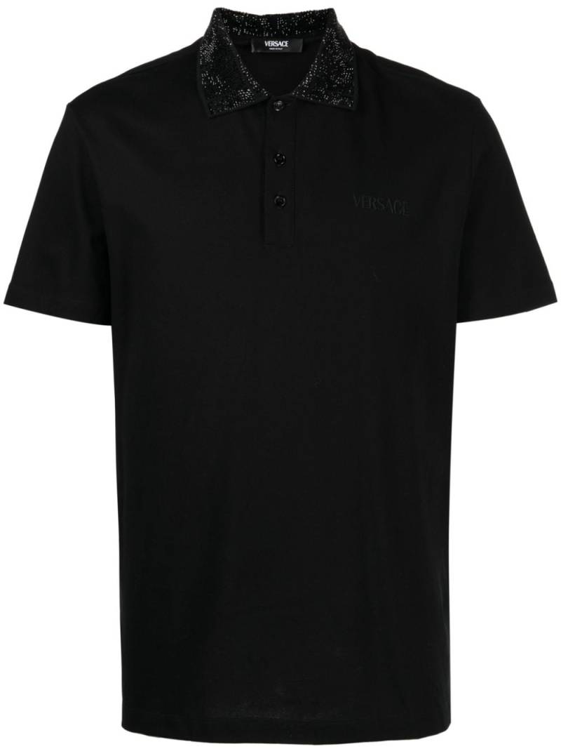 Versace embellished cotton polo shirt - Black von Versace