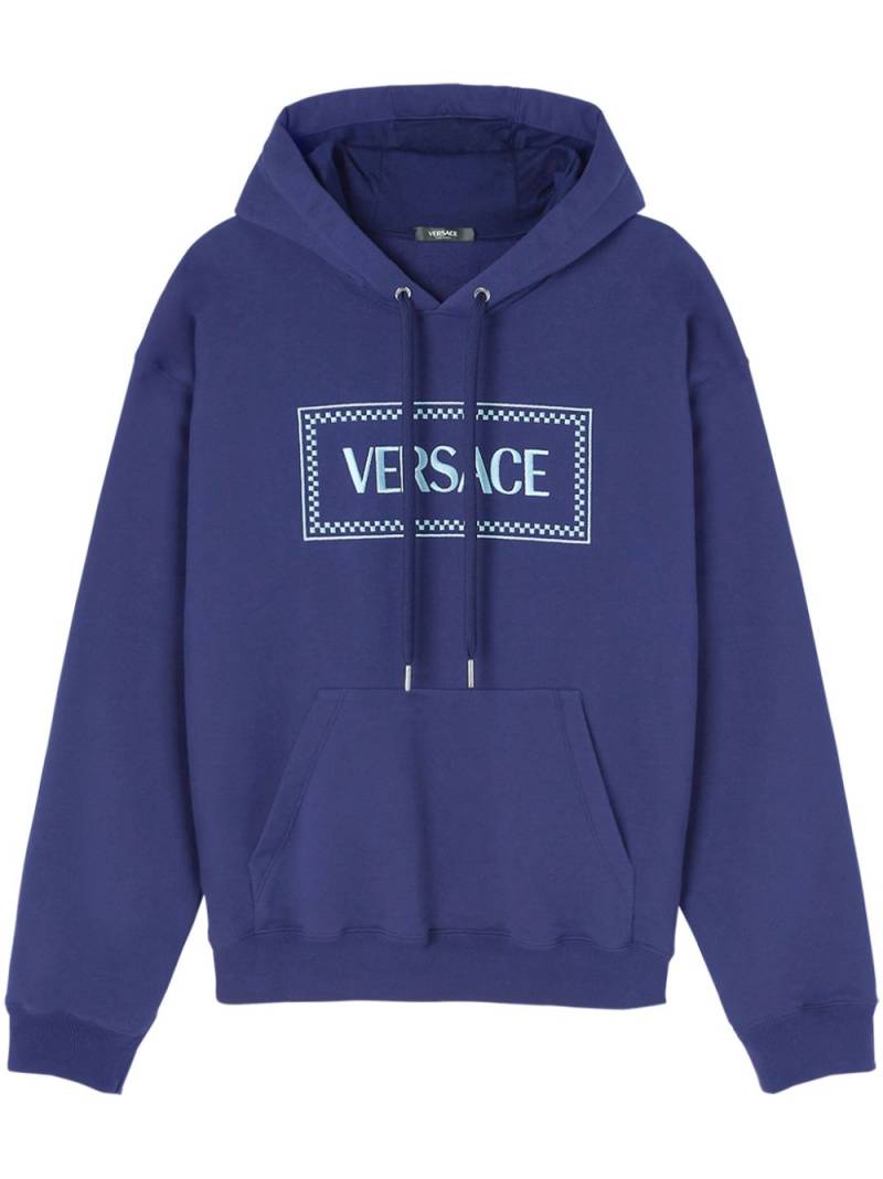 Versace 90s Vintage logo-embroidered hoodie - Blue von Versace