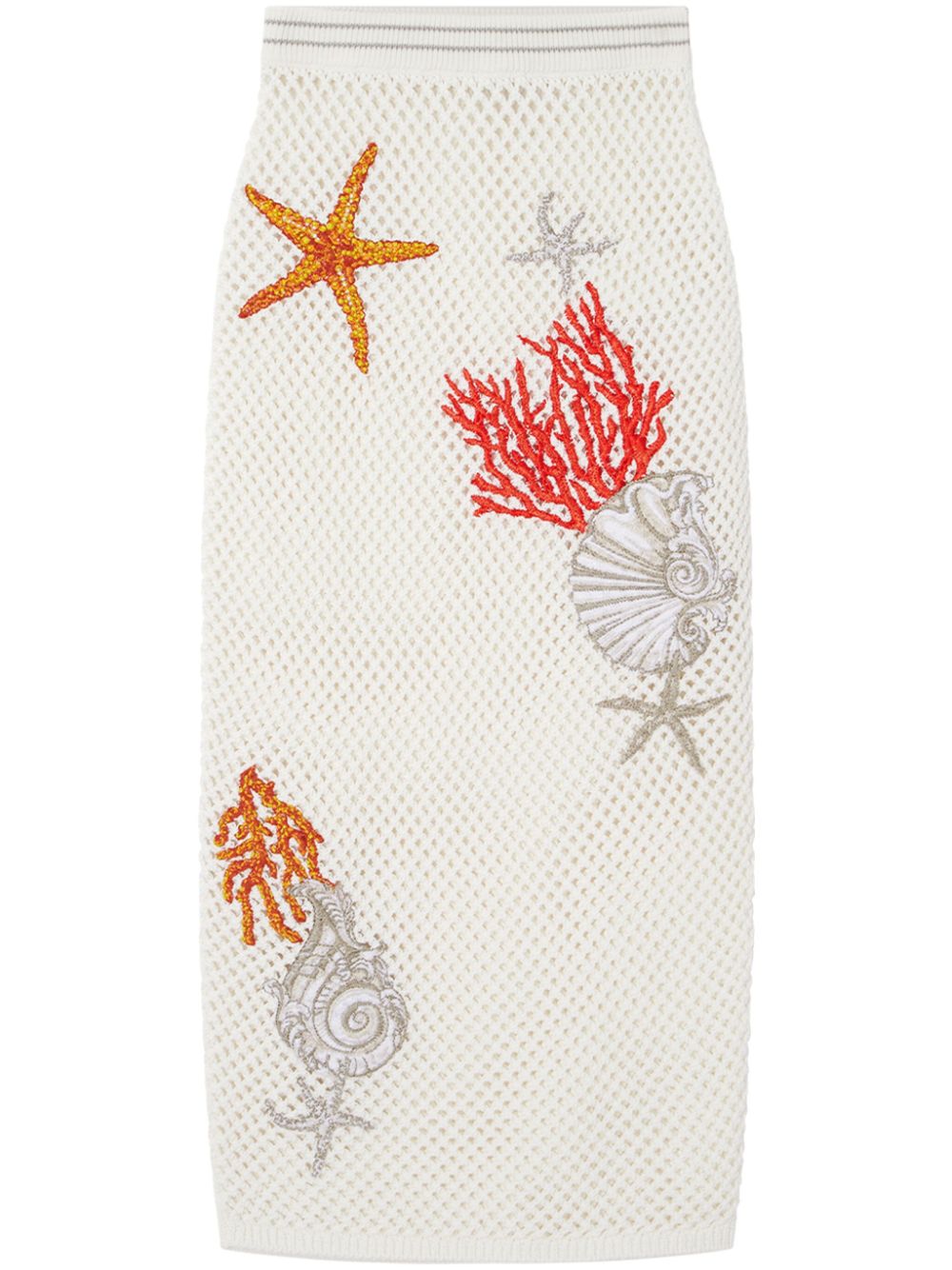 Versace embroidered crochet-knit midi skirt - White von Versace