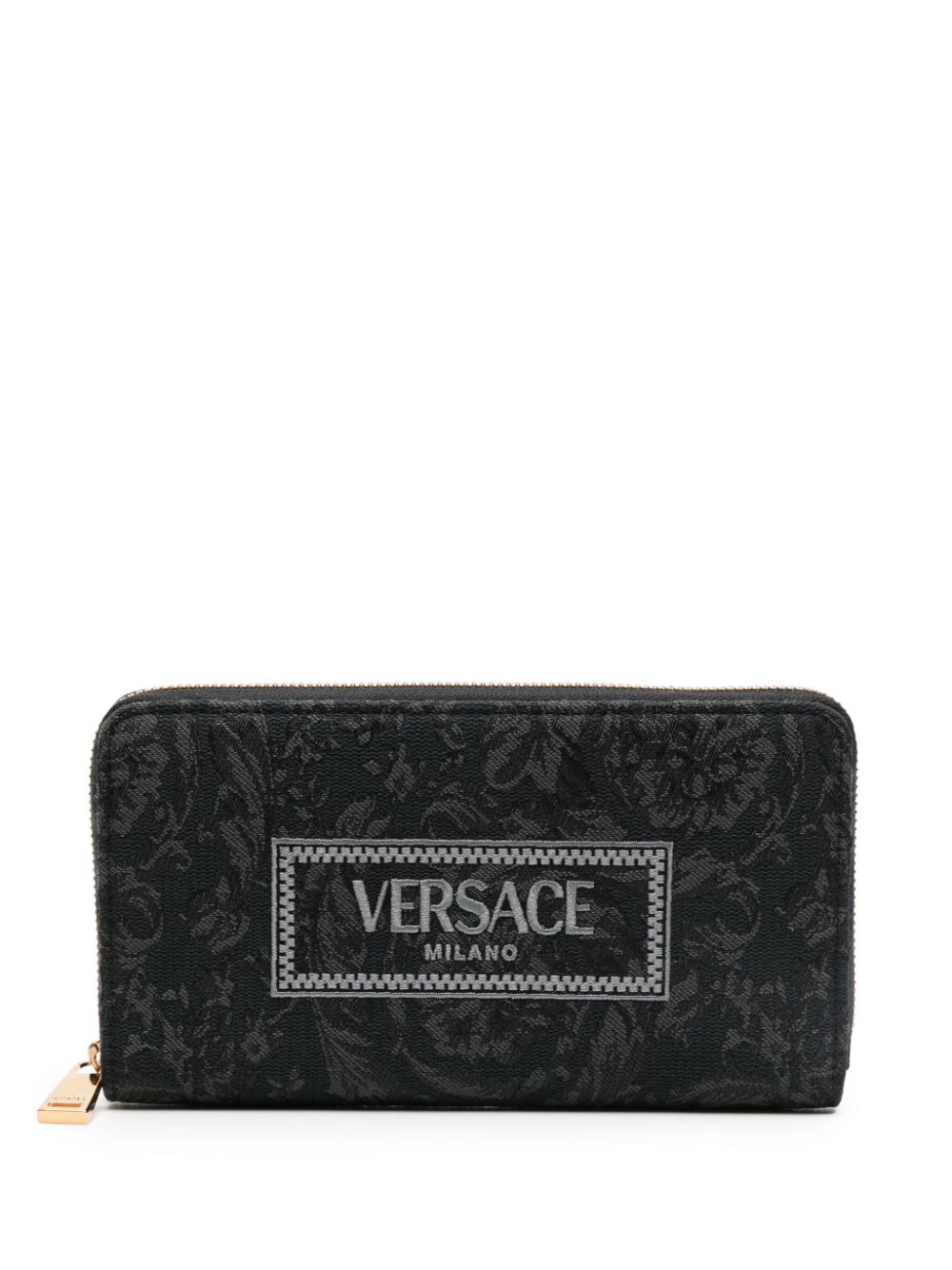 Versace embroidered-logo jacquard wallet - Black von Versace