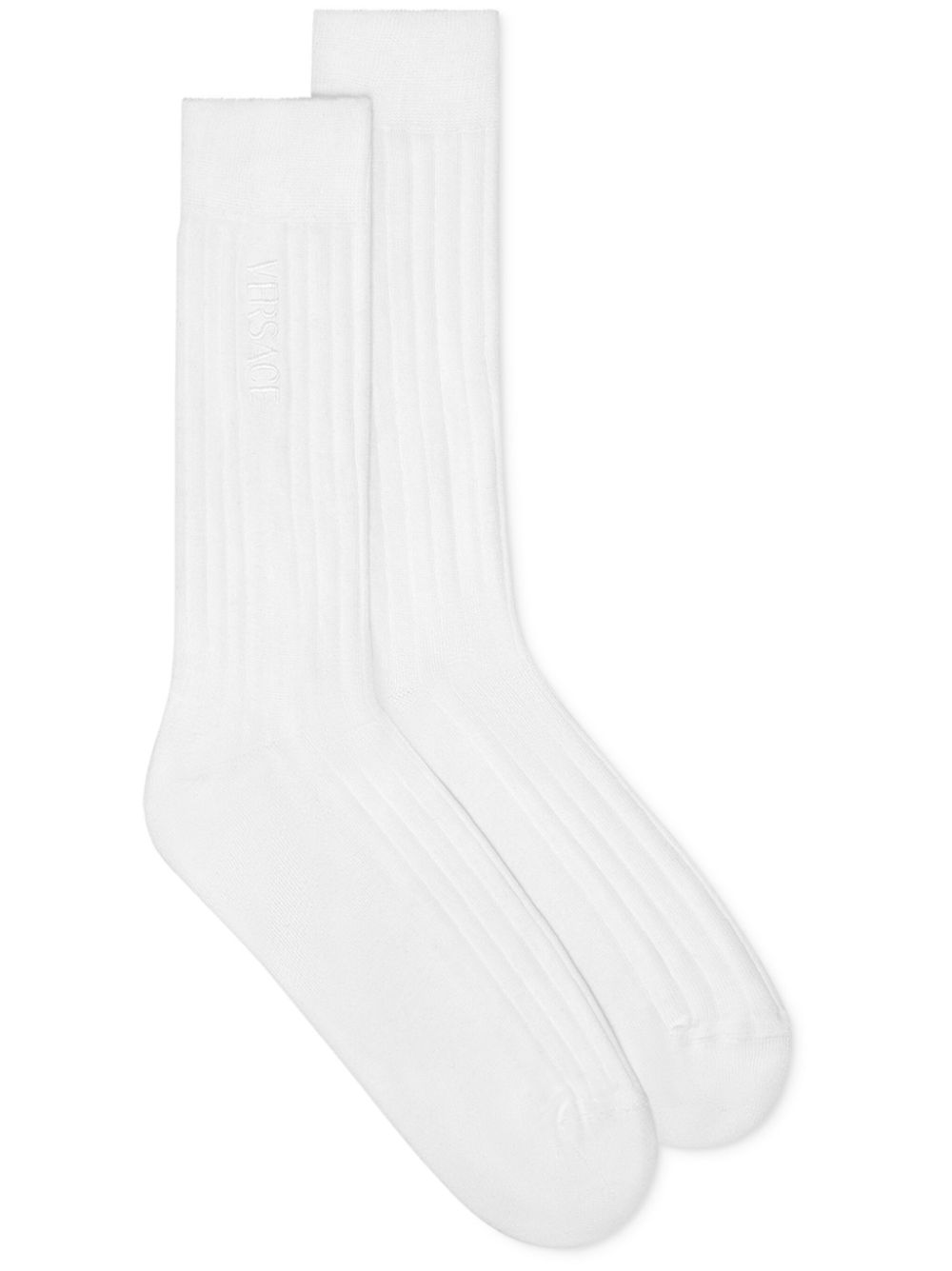 Versace embroidered-logo ribbed socks - White von Versace