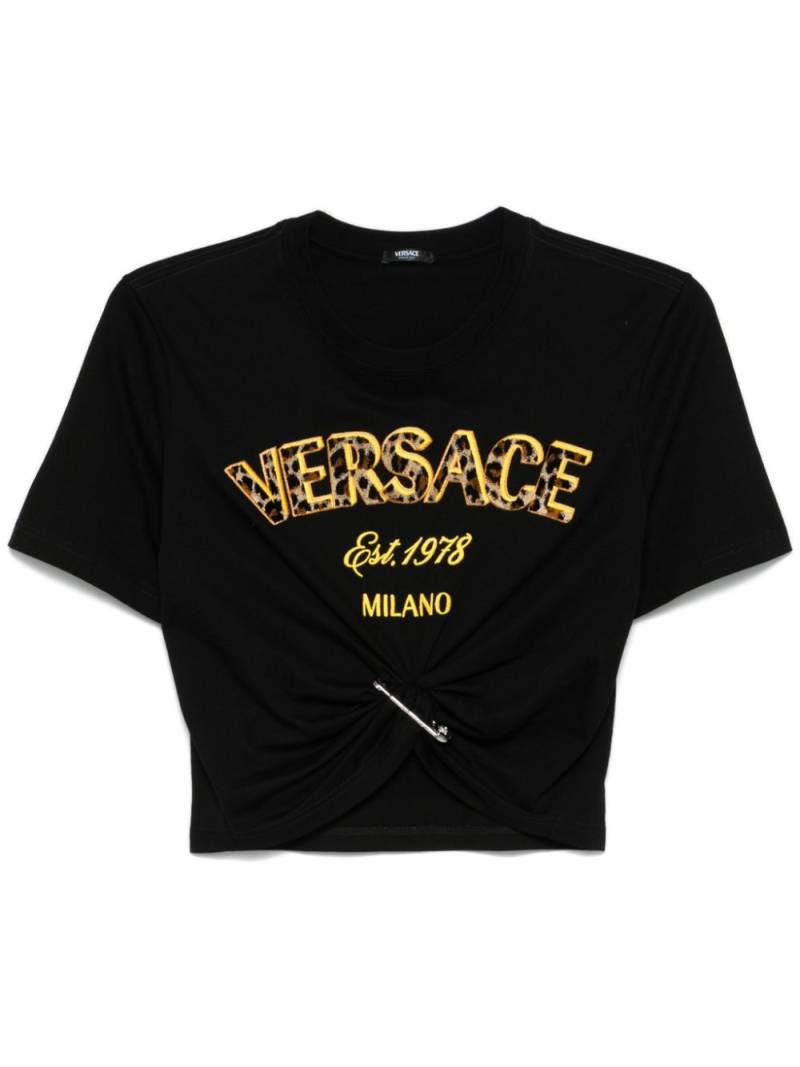 Versace flocked-logo T-shirt - Black von Versace