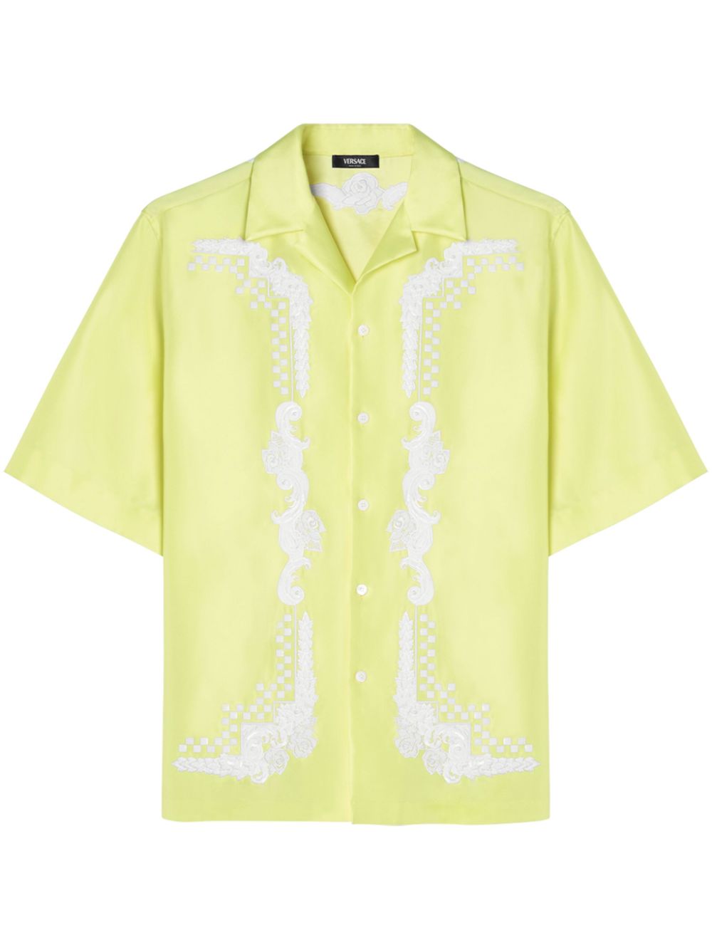 Versace floral-embroidered short-sleeve shirt - Yellow von Versace