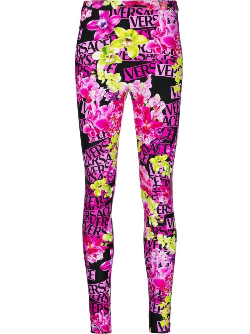 Versace floral-print leggings - Pink von Versace