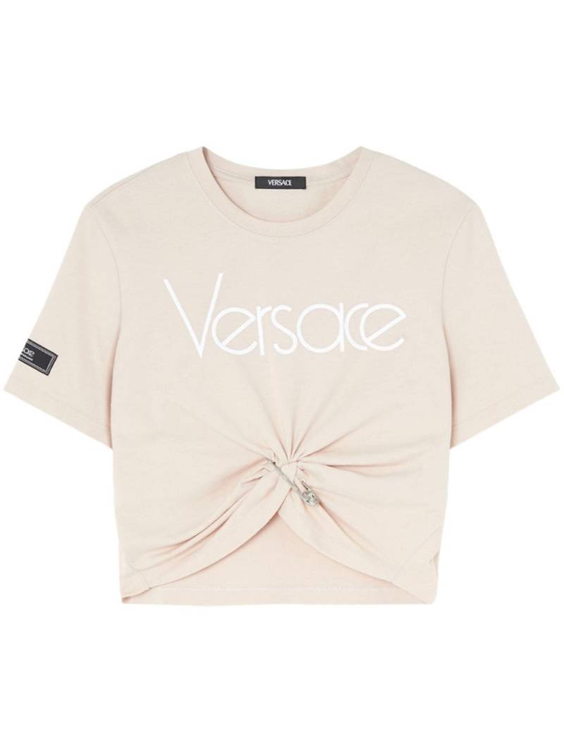 Versace Safety Pin cropped T-shirt - Neutrals von Versace