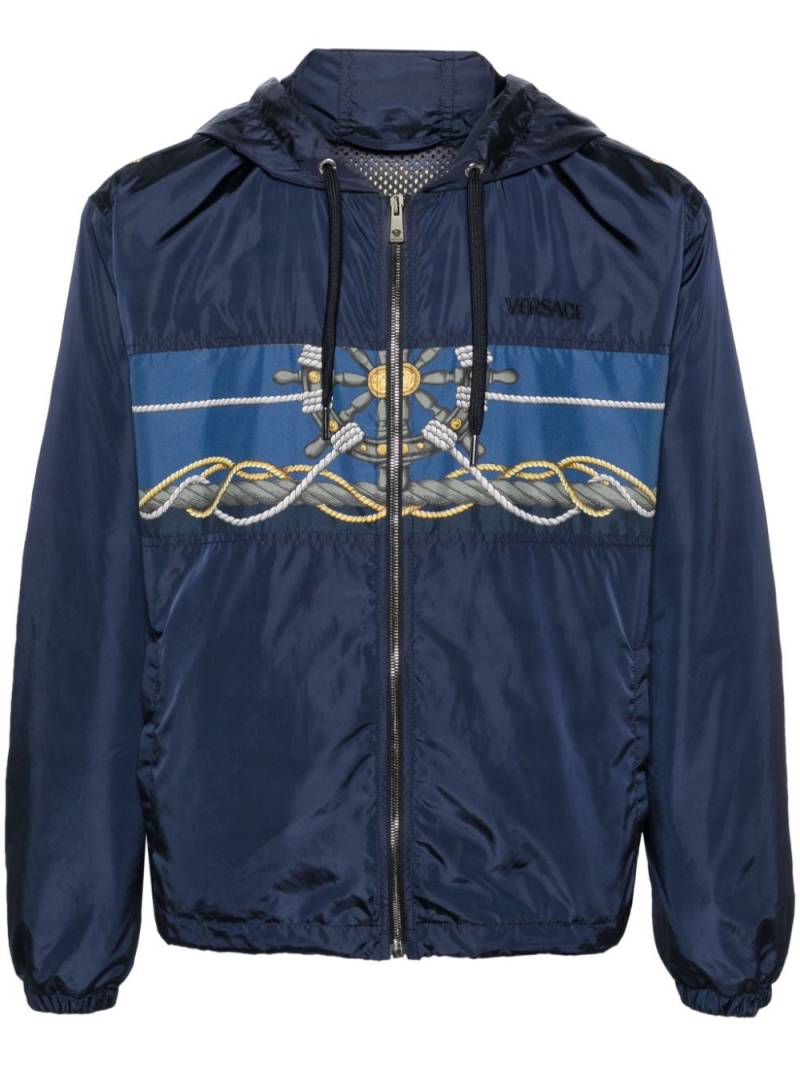 Versace graphic-print hooded jacket - Blue von Versace