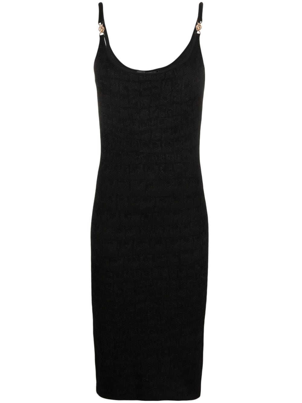 Versace Croc-jacquard sleeveless midi dress - Black von Versace