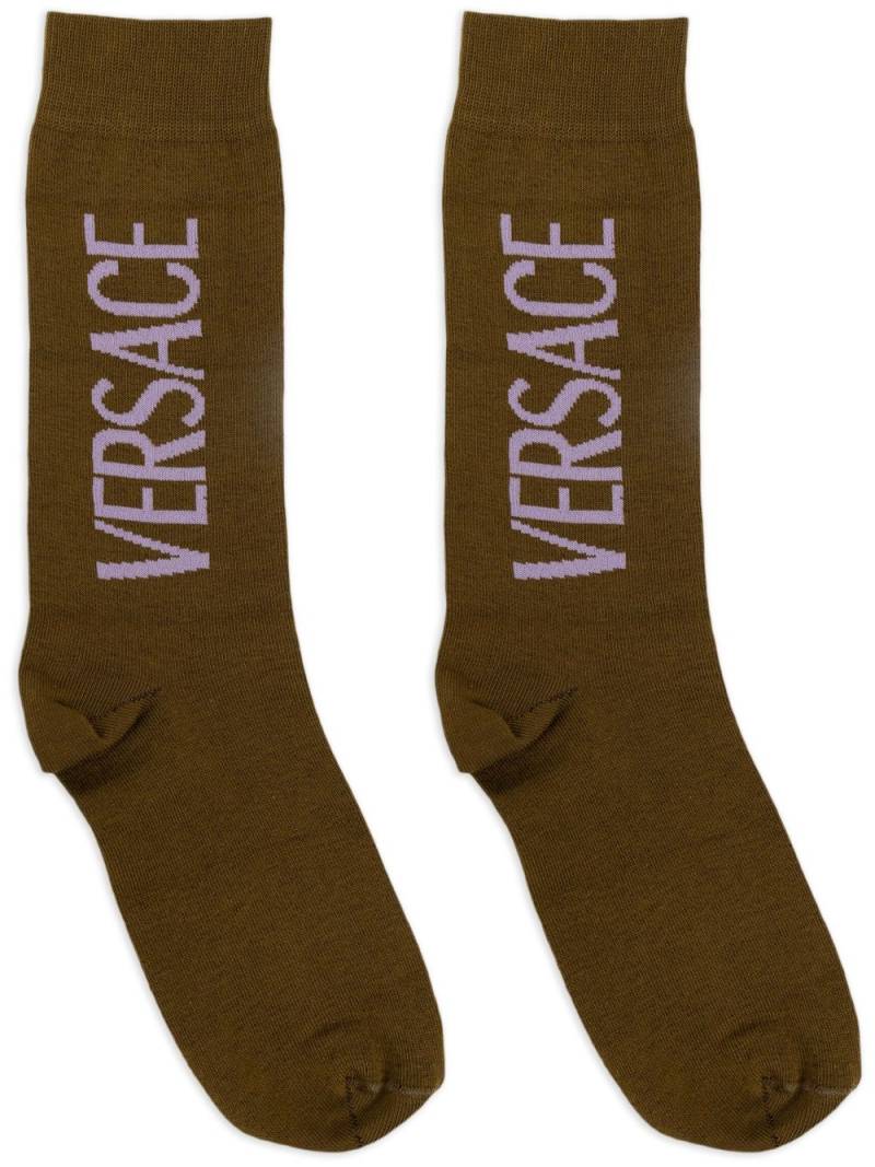 Versace intarsia knit-logo socks - Brown von Versace