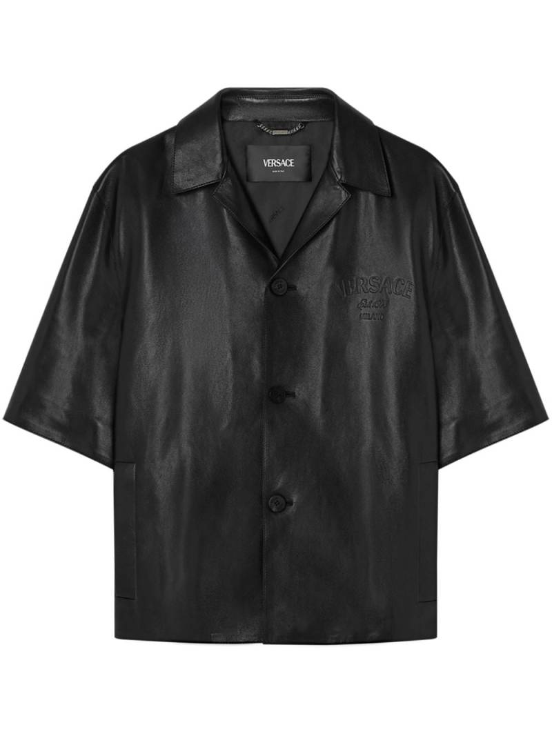 Versace leather blouson overshirt - Black von Versace