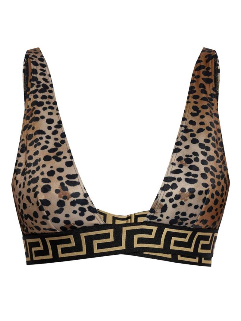 Versace leopard print bikini top - Neutrals von Versace