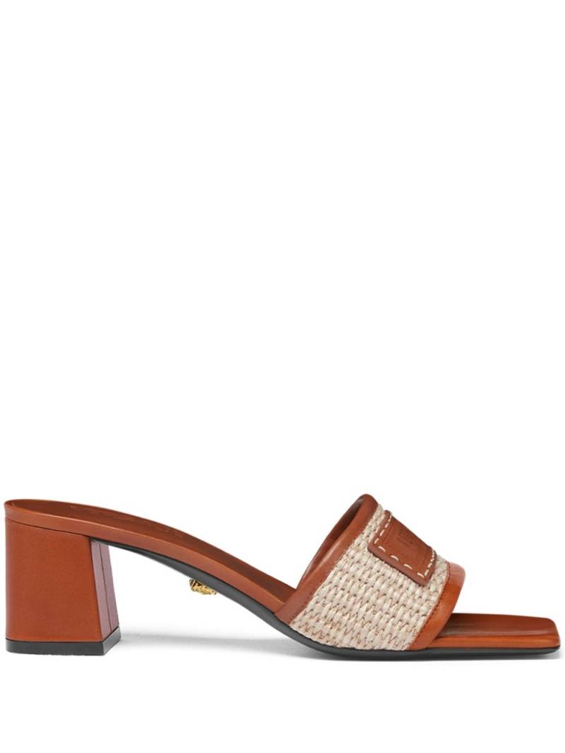 Versace Theia 55mm raffia mules - Neutrals von Versace