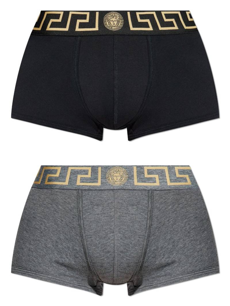 Versace logo cotton boxer briefs (pack of two) - Black von Versace