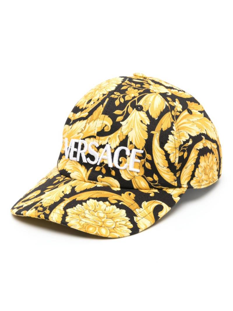 Versace logo-embroidered Barocco-print cap - Black von Versace