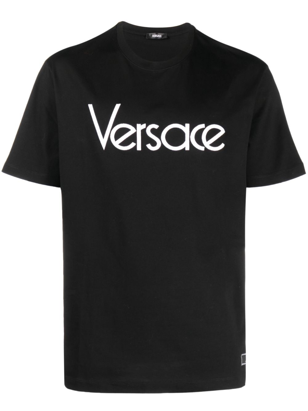 Versace logo-embroidered cotton T-shirt - Black von Versace
