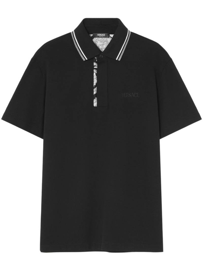 Versace Barocco embroidered polo shirt - Black von Versace