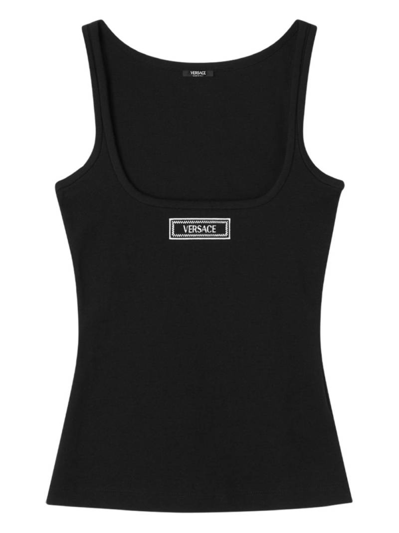 Versace logo-embroidered tank top - Black von Versace