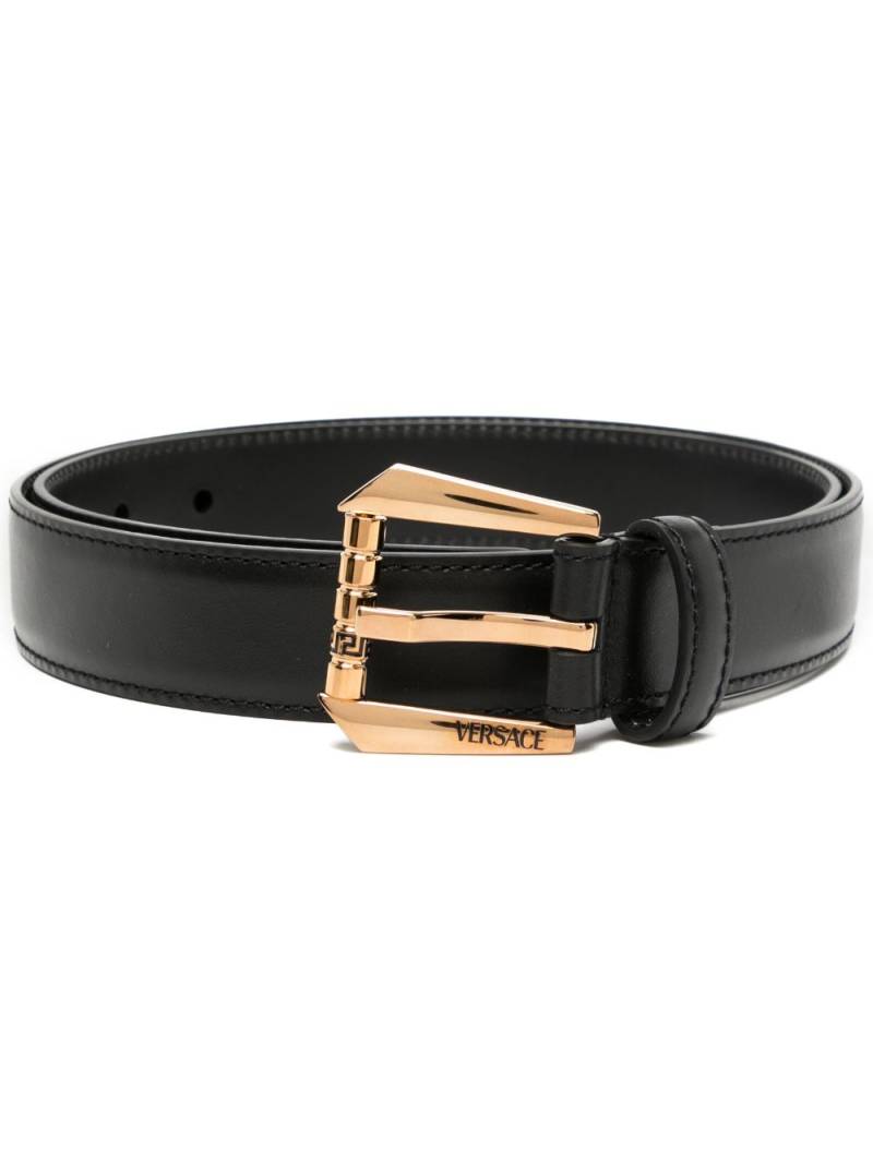 Versace logo-engraved leather belt - Black von Versace