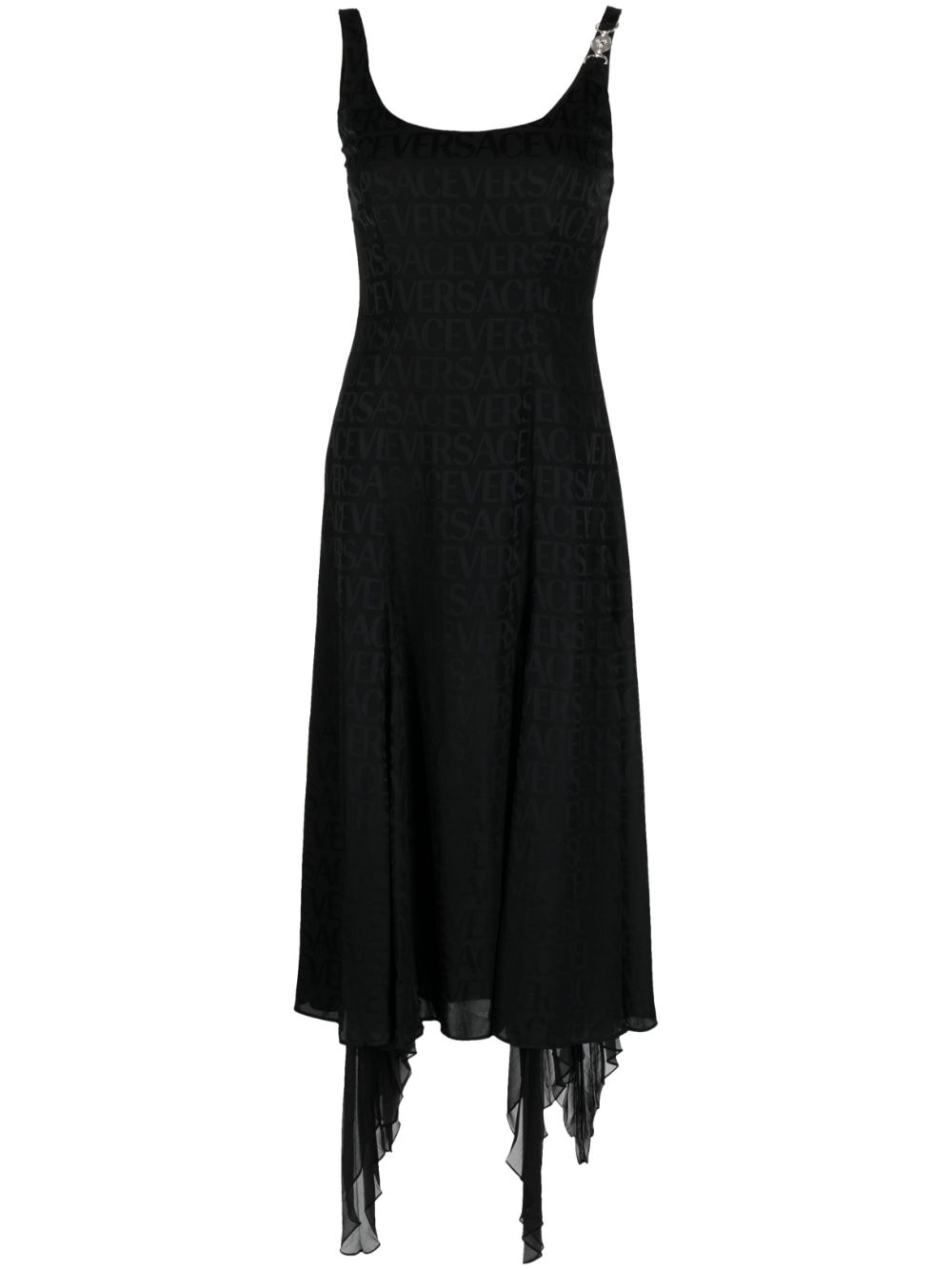 Versace logo-jacquard ruffle-detail dress - Black von Versace