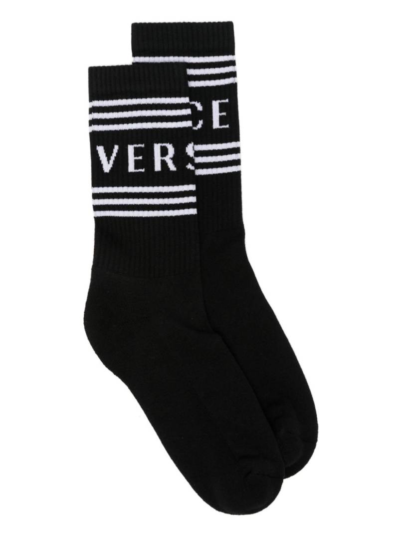 Versace logo-jacquard socks - Black von Versace