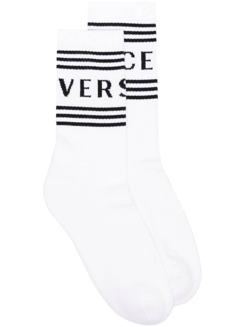 Versace logo-jacquard socks - White von Versace