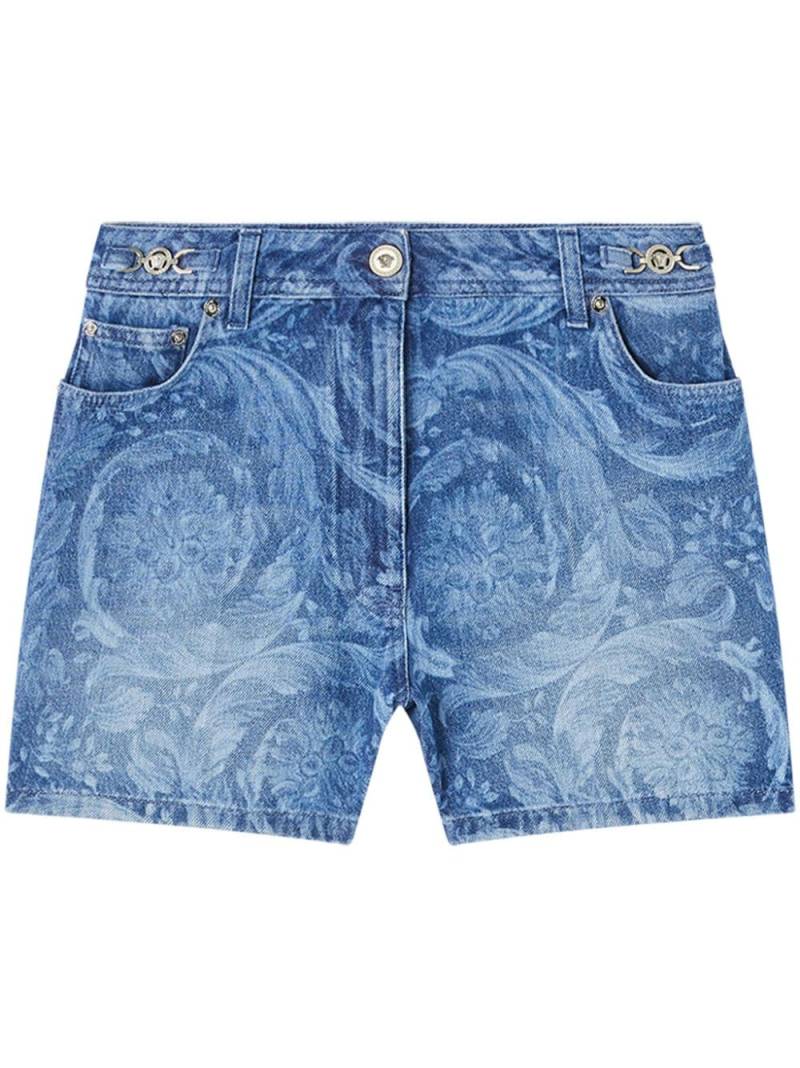 Versace logo-patch cotton shorts - Blue von Versace