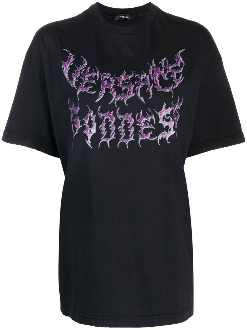 Versace logo-print cotton T-shirt - Black von Versace