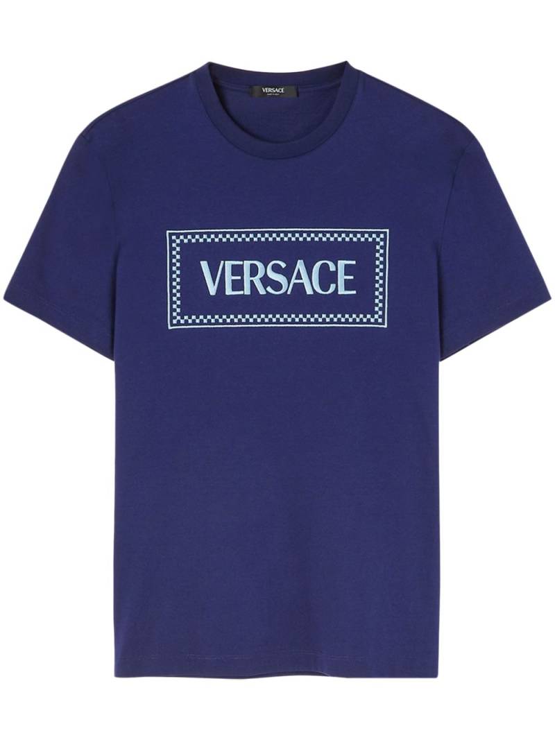 Versace 90s Logo embroidered T-shirt - Blue von Versace