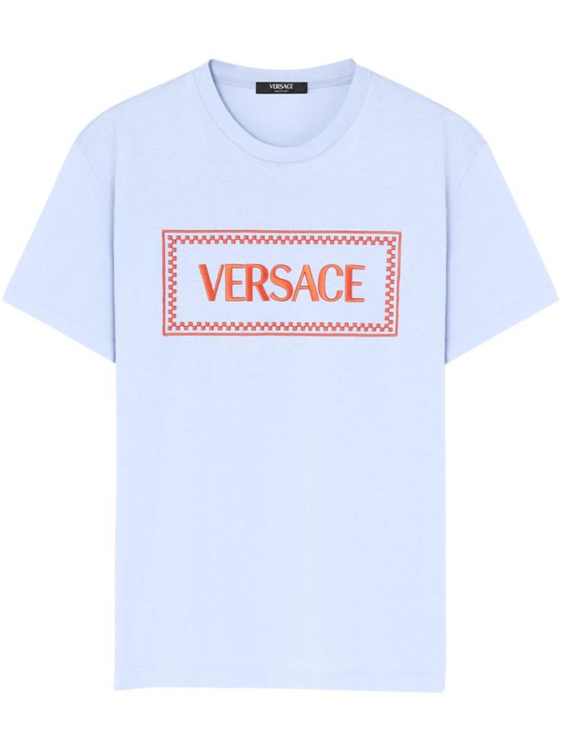 Versace 90s Logo embroidered T-shirt - Blue von Versace