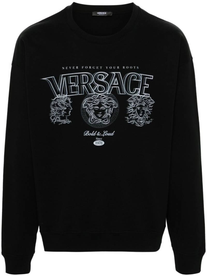 Versace logo-print cotton sweatshirt - Black von Versace