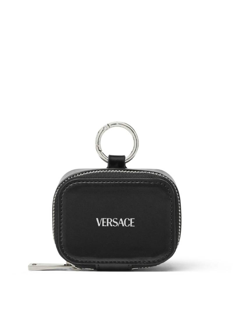 Versace logo-print leather pouch - Black von Versace