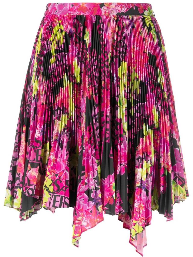 Versace logo-print pleated asymmetric skirt - Pink von Versace