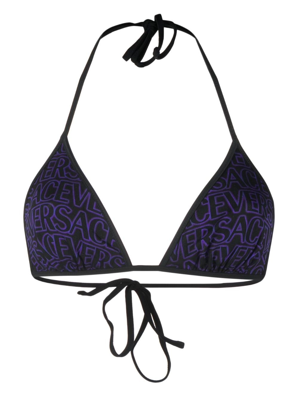 Versace logo-print reversible bikini top - Black von Versace