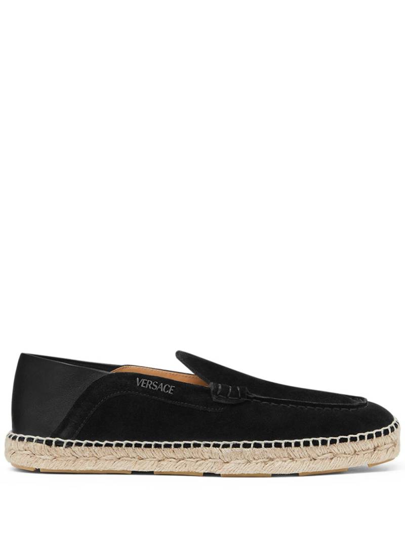 Versace logo-print suede espadrilles - Black von Versace