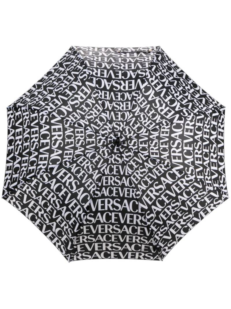 Versace logo-print umbrella - Black von Versace