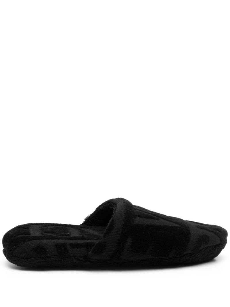 Versace logo towelling-finish slippers - Black von Versace