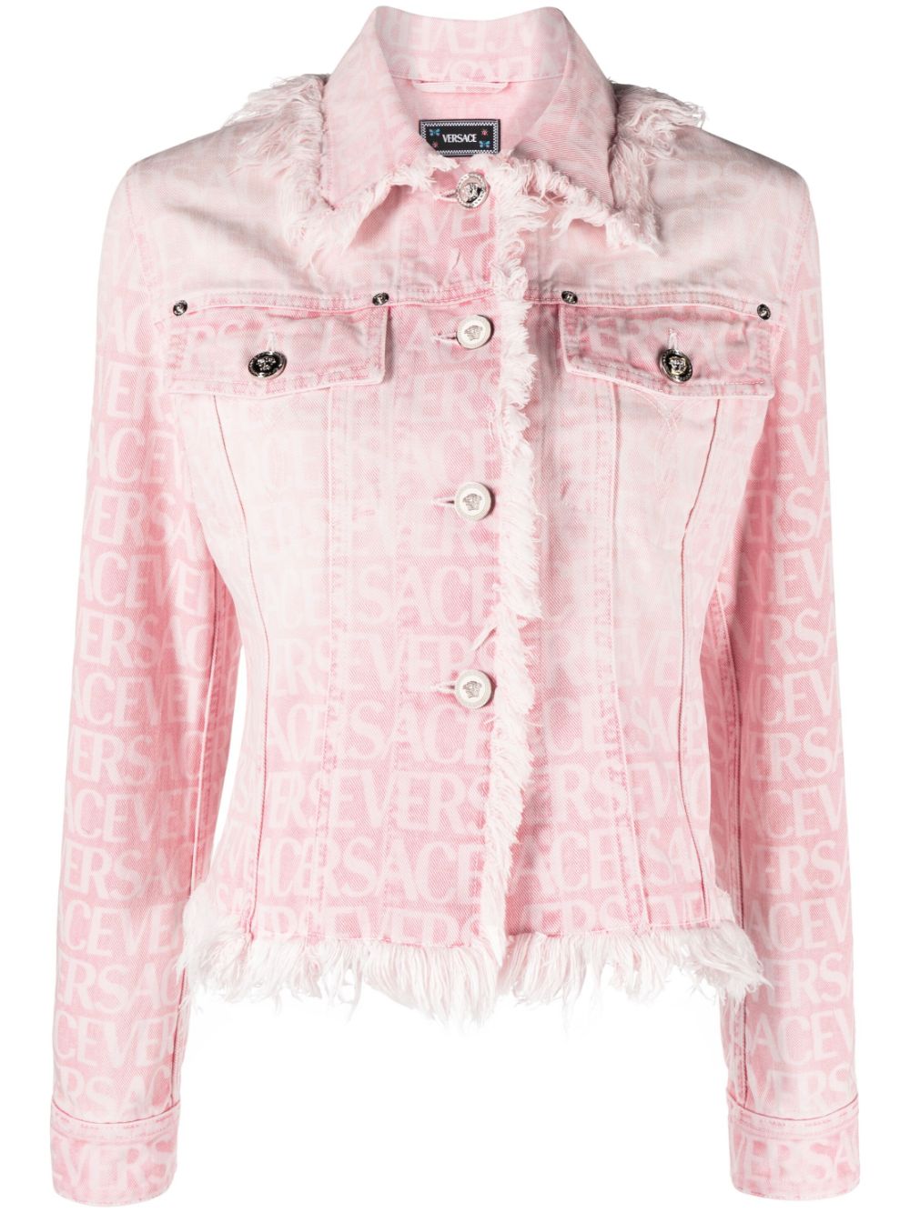 Versace monogram-jacquard cotton denim jacket - Pink von Versace