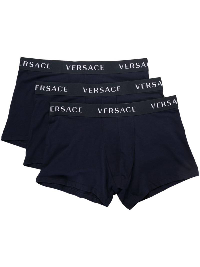 Versace pack of three logo-waistband boxer shorts - Black von Versace