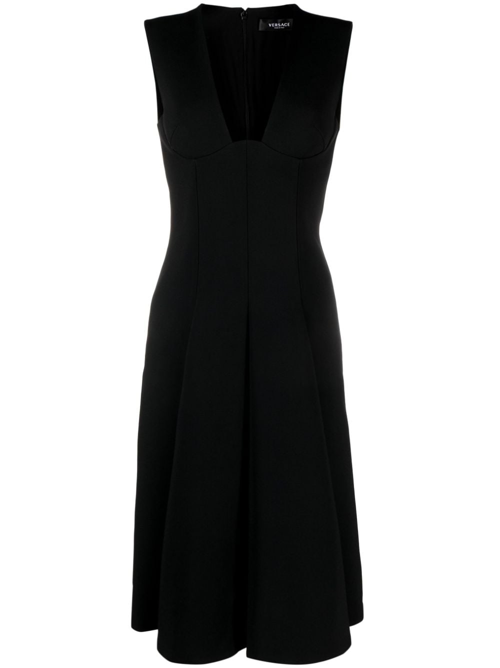Versace box-pleat sleeveless midi dress - Black von Versace