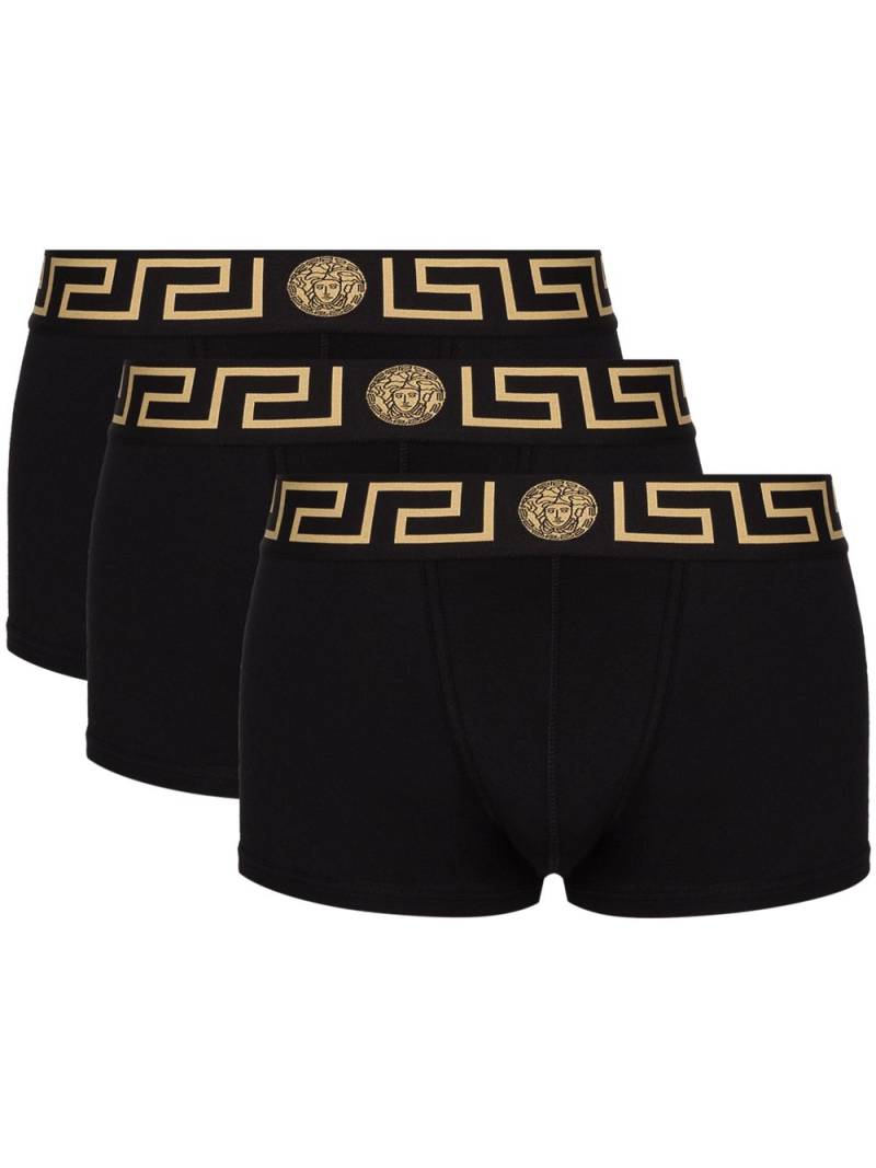 Versace logo-waistband set of three boxer shorts - Black von Versace