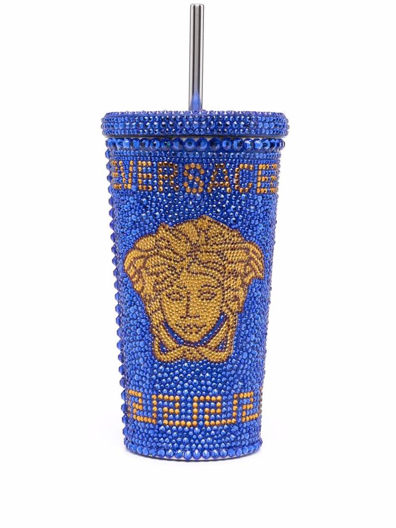 Versace rhinestone Medusa cup - Blue von Versace