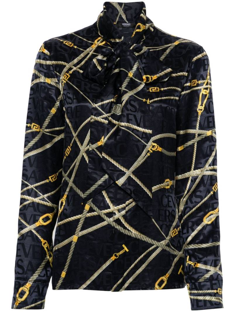 Versace rope-print buttoned shirt - Blue von Versace