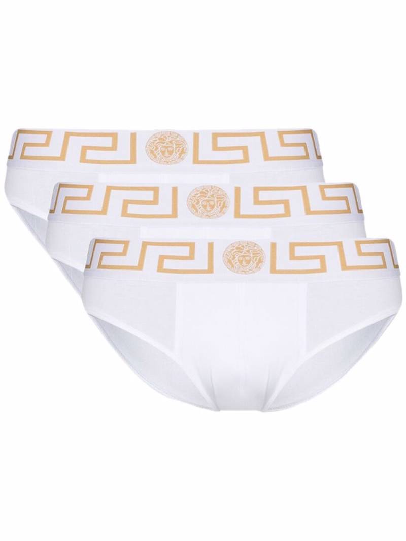 Versace set of three logo-waist brief - White von Versace